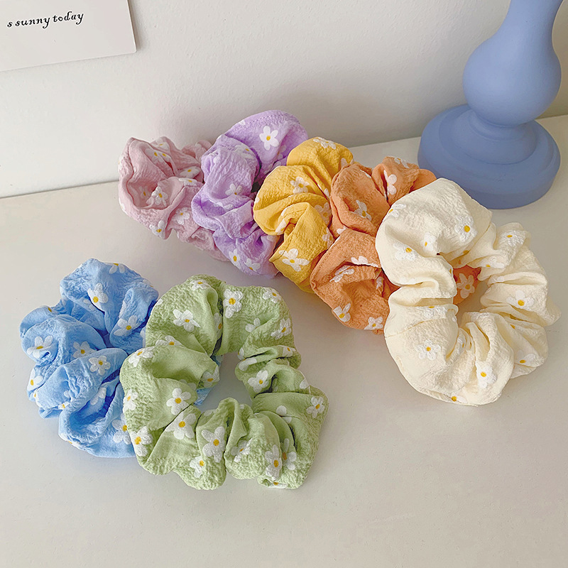 Women's Fashion Flower Cloth Pleated Hair Tie display picture 3