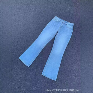 Cleanfit ледяной синий vintage517 стиль джинсы стирки микро-тонкие прямые джинсовые брюки