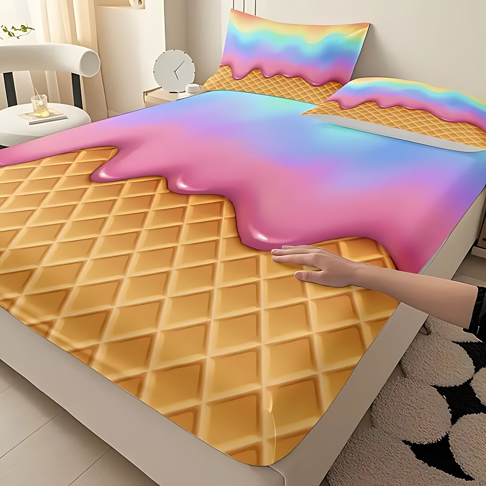 TEMU / JIT transfronterizo textil casero tema helado molido HD impresión digital cama cama
