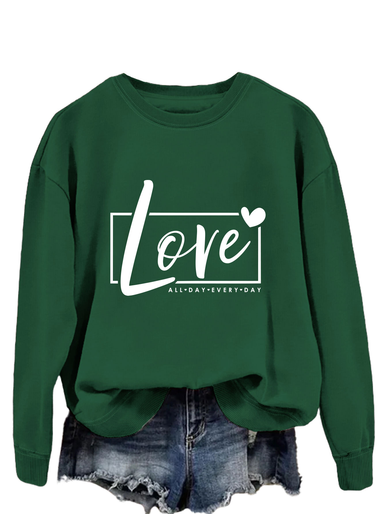 Women's Hoodies Long Sleeve Printing Basic Streetwear Letter Heart Shape display picture 32