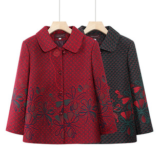 2025 New Mother Spring Coat Short Middle-aged and Elderly Women's Spring and Autumn Coat Women's Granny Loose Coat