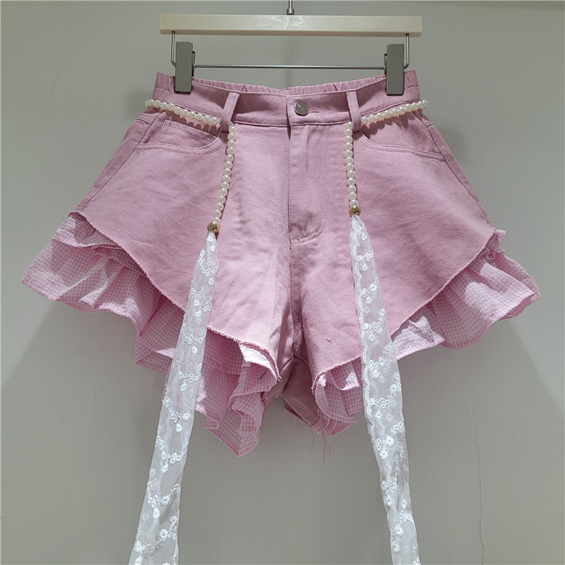Pantalones Cortos de Mezclilla de Tiro Alto para Mujer con Cinturón