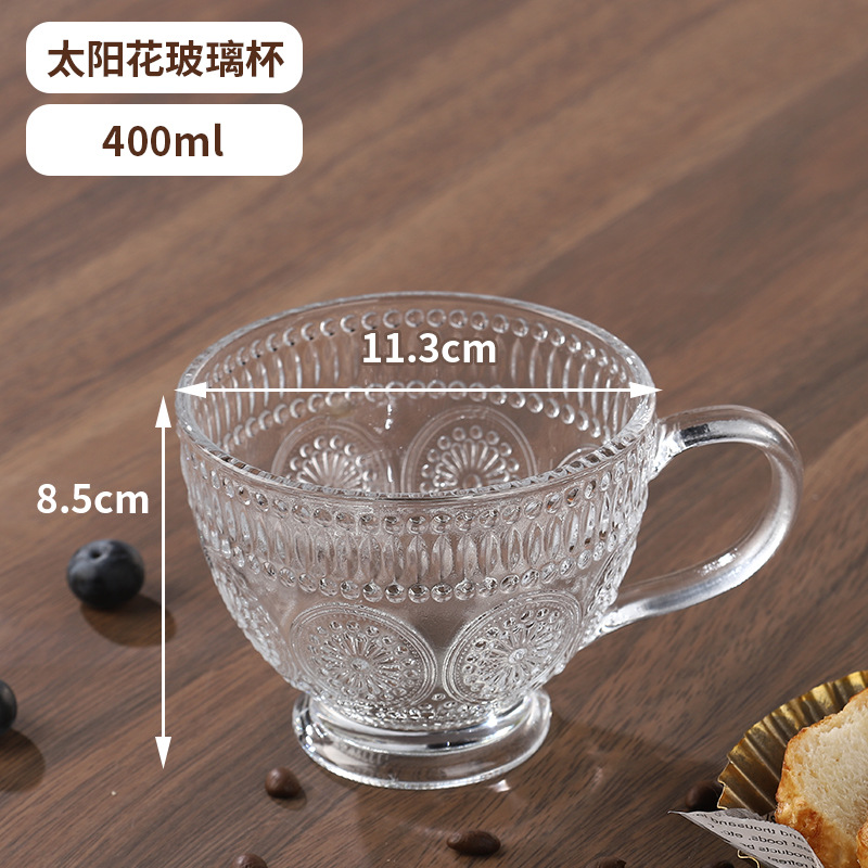 Vaso de Agua de Vidrio Little Bear Mark, Vaso de Vidrio Resistente al Calor para el Hogar, Vaso con Asa Martillada, Vaso para Desayuno, Impresión de Logotipo
