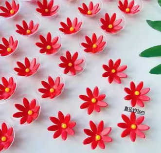 단층 붉은 퐁당 꽃 2.5cm 108송이