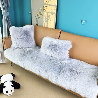 Seat Cushion Winter Thickeneded Fur – Wool pad - 40120cm-rectangle-gray-australian-sheepskin