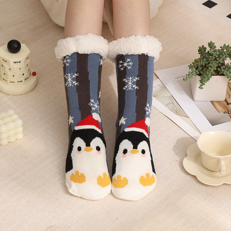 Calcetines de lana de cordero para mujer, para invierno y Navidad, calcetines antideslizantes para adultos, para interiores, para la nieve, para la alfombra, para el hogar. image 9
