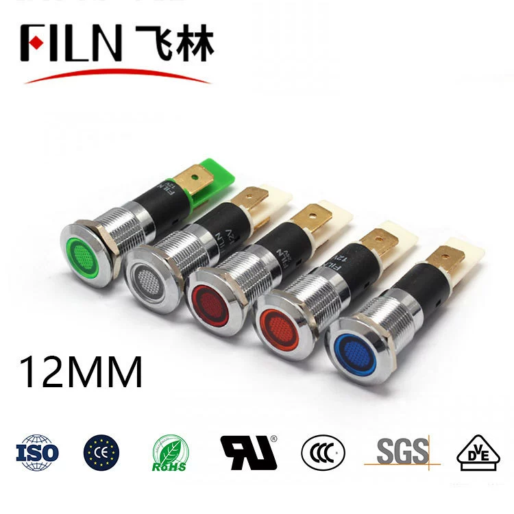 LED индикаторная лампа, металлические огни, 12мм, 12в, 220в, 1м