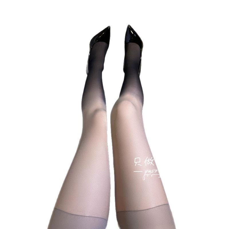 Fuchsia cute black sexy tights, gradient, Lolita style