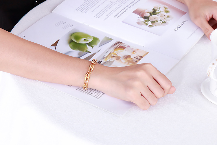 new fashion oval ring open buckle stainless steel necklace bracelet set wholesale nihaojewelry