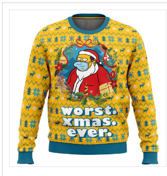 Linda asta asta Santa Claus estampado 3D hombre casual todo fósforo hombro recto manga larga suéter suelto cuello redondo suéter