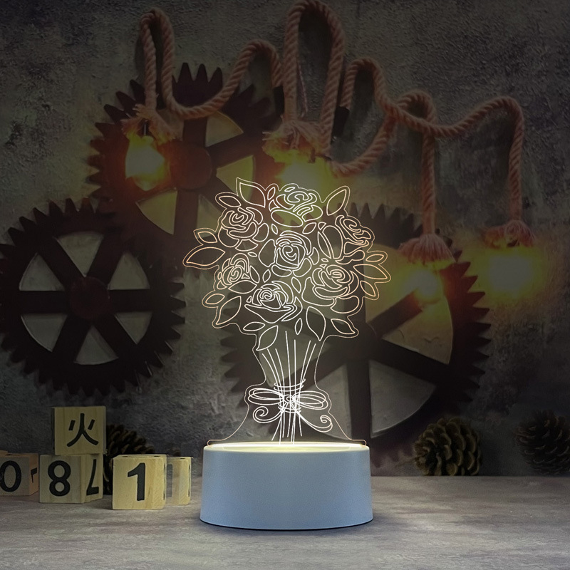 Nueva y única lámpara de noche 3D de acrílico, lámpara de escritorio USB, lámpara de noche para dormitorio, lámpara LED creativa, regalo de regreso a clases, Día del Trabajo