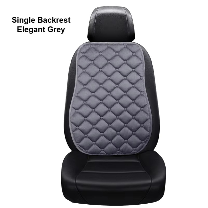 Yà mǎ – Winter Plush Car Seat cushion, seat cover - gray-backrest