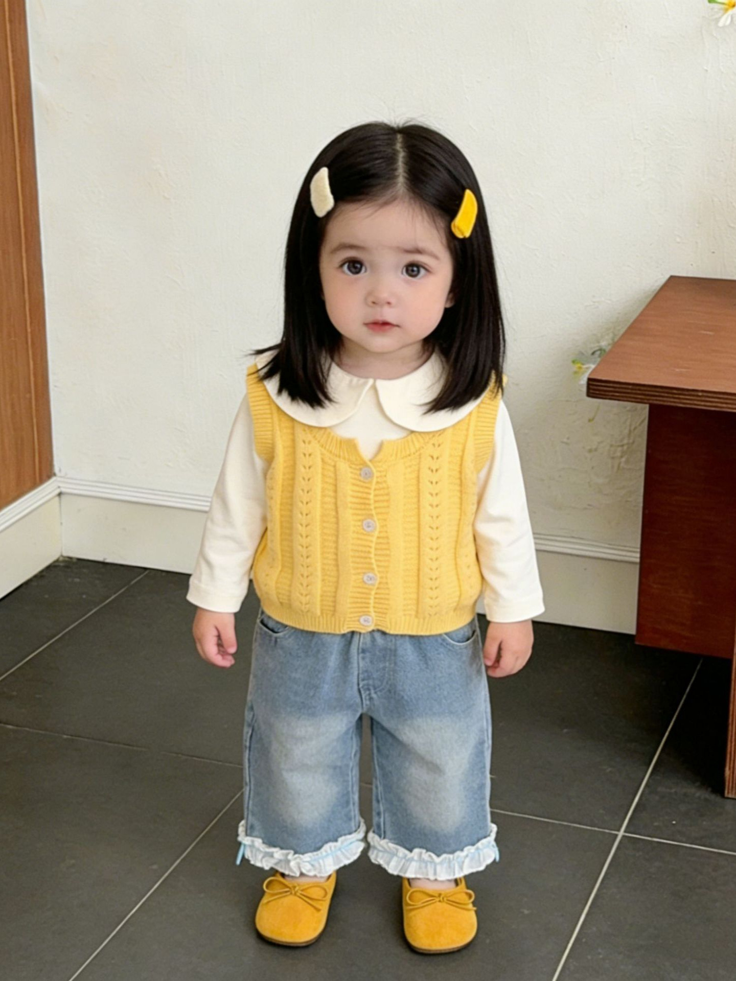 Niñas de primavera 2026 nuevo chaleco de moda de otoño estilo coreano chaleco de punto extranjero vestido de bebé sin mangas
