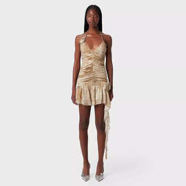 YIMENG 24  设计师品牌紧身气质显瘦欧美流苏挂脖吊带短款连衣裙