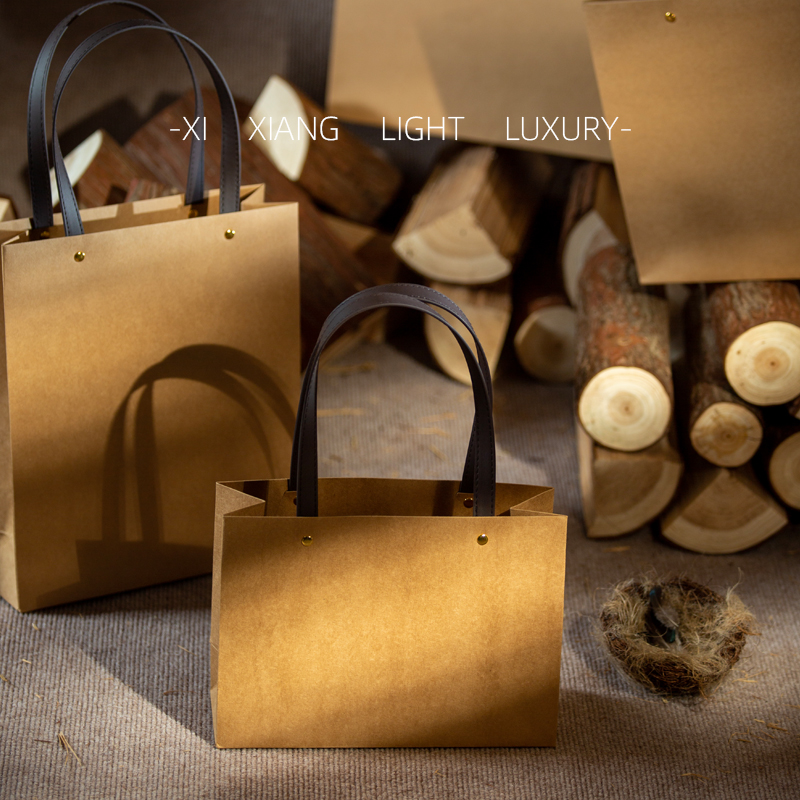 原木色ins风牛皮纸购物生日礼品袋感简约礼物袋手提纸袋