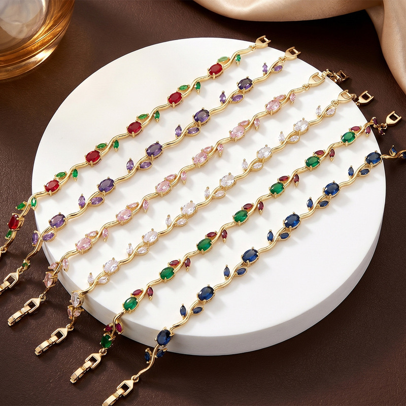European and American Cross-Border Hot-Selling Copper-Inlaid Zircon Tulip Bracelet for Women, Light Luxury Niche Style, Non-Fading Zircon Jewelry Wholesale European and American Cross-Border Hot-Selling Copper-Inlaid Zircon Tulip Bracelet for Women, Light Luxury Niche Style, Non-Fading Zircon Jewelry Wholesale