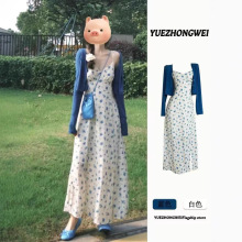 夏装搭配一整套时尚炸街减龄洋气防晒开衫碎花吊带连衣裙两件套装