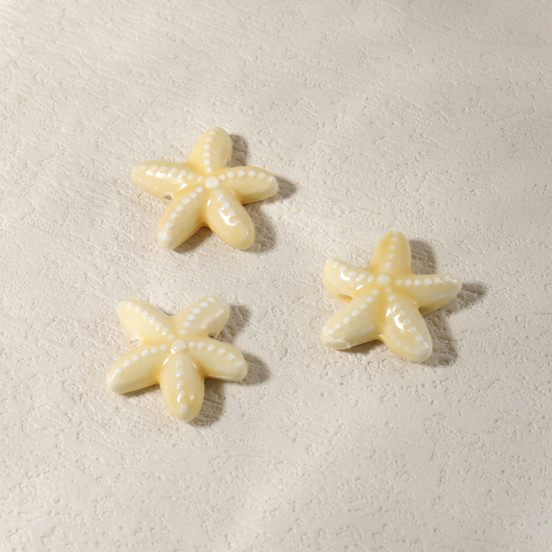 海星陶瓷珠手绘珠穿孔海星散珠 手工diy手链项链挂饰串珠饰品配件|undefined