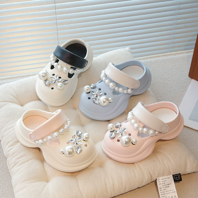 Летние женские сабо 2025 года, новая модель, жемчужная цепочка, нескользящие, на два варианта ношения, закрытый носок