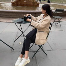 2025冬装新款法式加厚气质夹棉上衣米色小香风韩圈呢外套女