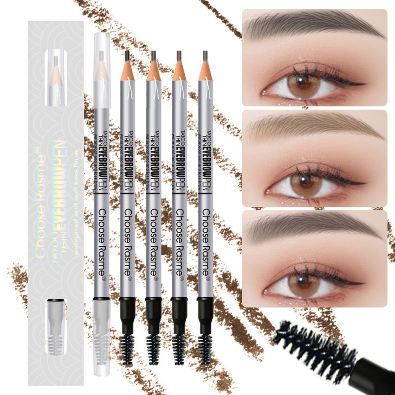 跨境5色免削拉线双头眉笔 自然雾眉持久防水硬芯专业化妆眉笔批发