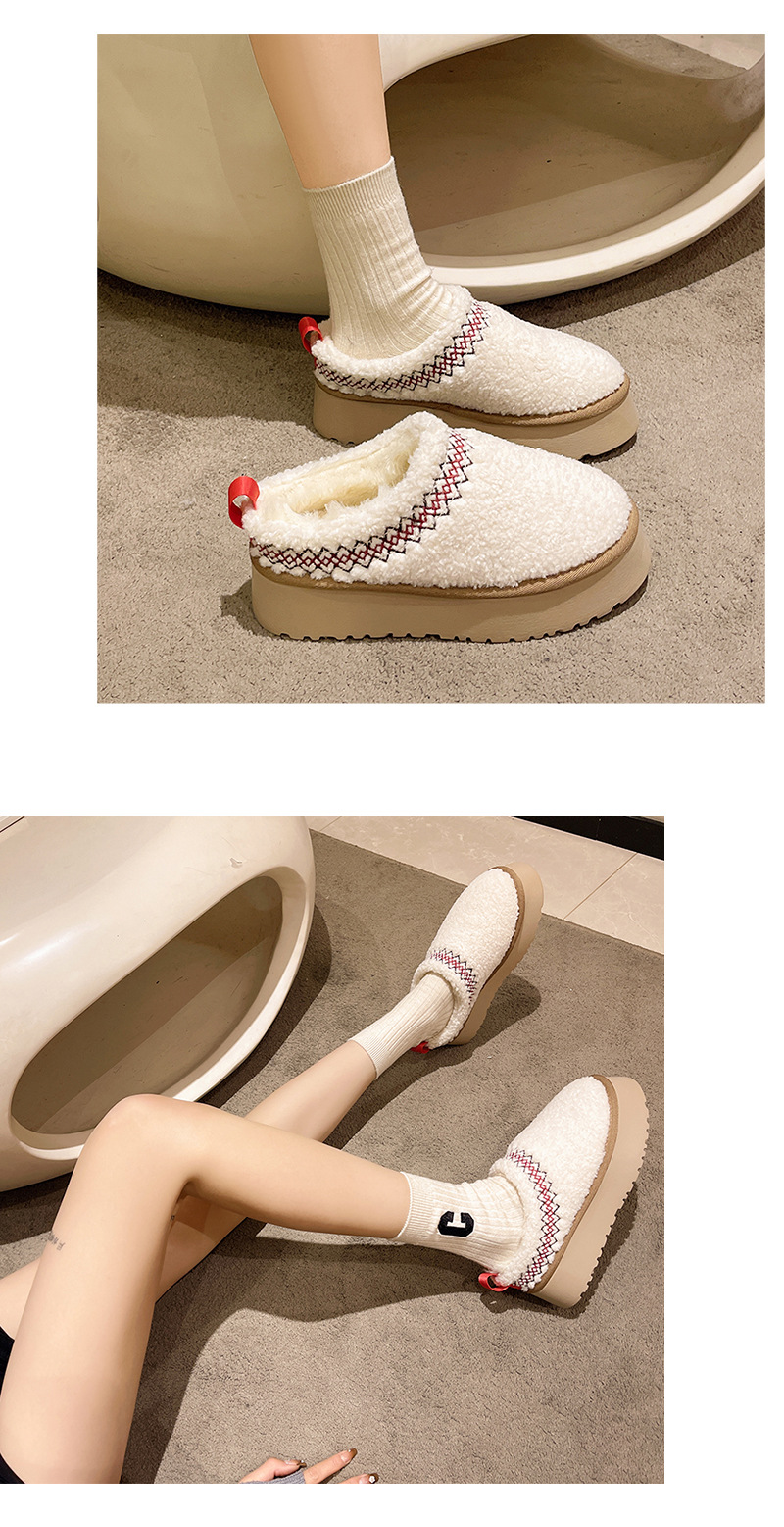 Zapatos de mujer Zapatillas de media caña cerradas con suela gruesa para mujer, otoño e invierno, además de zapatos de algodón cálidos y perezosos de terciopelo para mujer_voghion.com