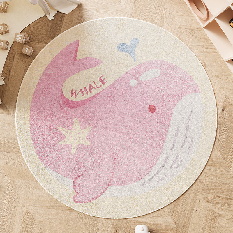 Círculos animados alfombras de habitación de niños adornos dormitorios alfombras de cama cojín de escalada redonda gruesa esterilla de estudio de niñas frotar