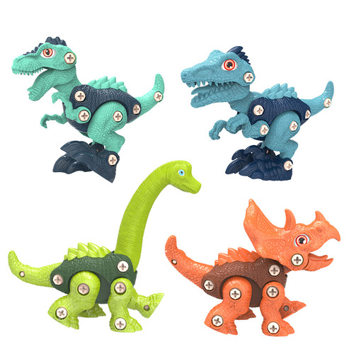 Cross-border disassembly dinosaur new four-in-one drill can self-assemble and disassemble dinosaur children tyrannosaurus intelligence DIY for boys