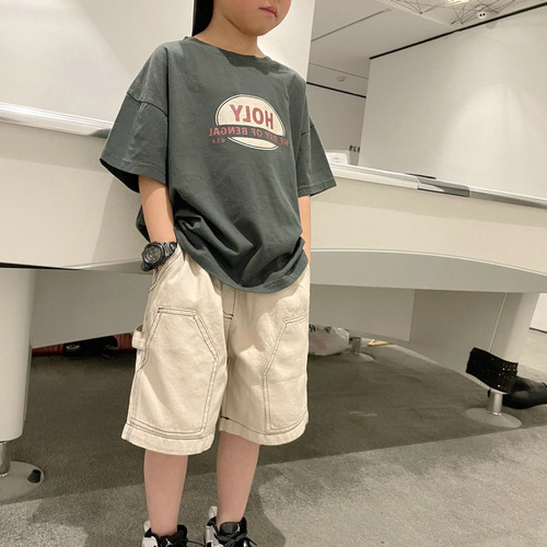 Boys' short-sleeved T-shirt summer  new big children's summer clothing boys' half-sleeved T-shirt pure cotton trendy brand street children's clothing