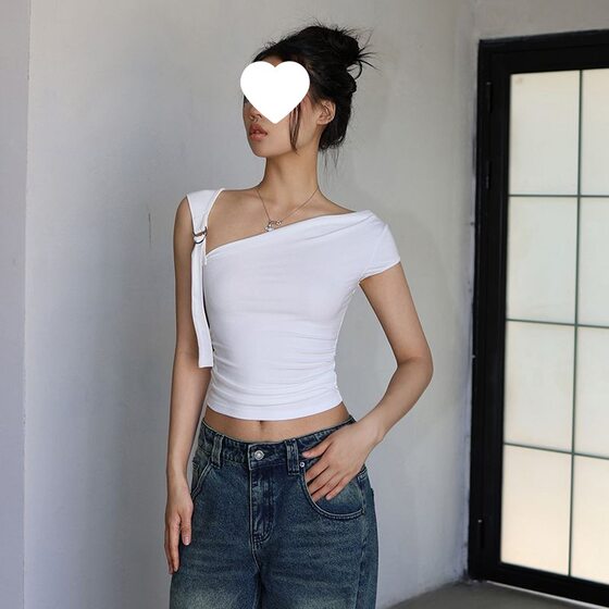 Summer New Style Pure Desire Hot Girls Slim-fit Slimming Short Cotton Short-sleeved T-shirt Women's Design Sense Top