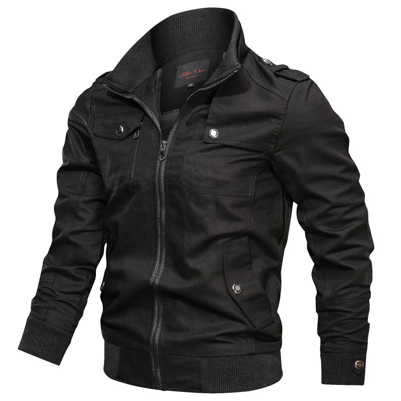 Cross-border AliExpress Amazon nueva chaqueta de color sólido casual con cremallera de cuello de pie chaqueta de hombre chaqueta superior