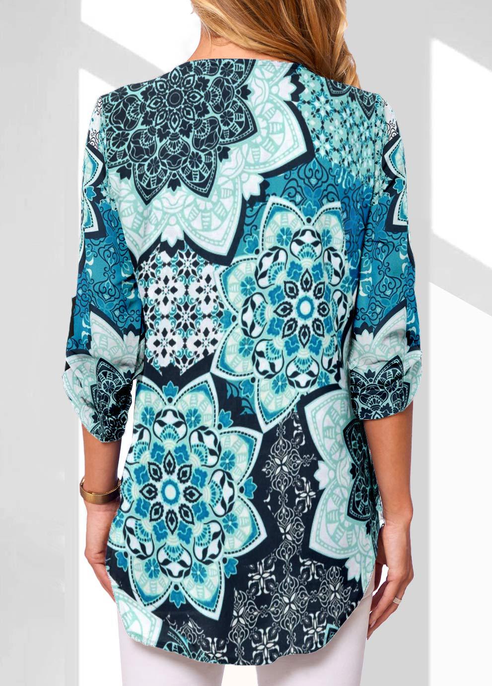 bestseller: European American Style V-neck Zippered Plus-size Women's Long-sleeve Shirt With Rollable_ecoleips.com