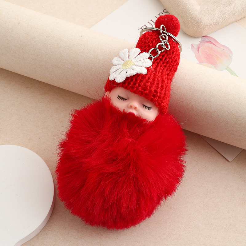 Amor dorado muñeca de sueño imitación de conejo bola de pelo colgante lindas bolsas escolares colgantes para niñas joyas de peluche llaveros