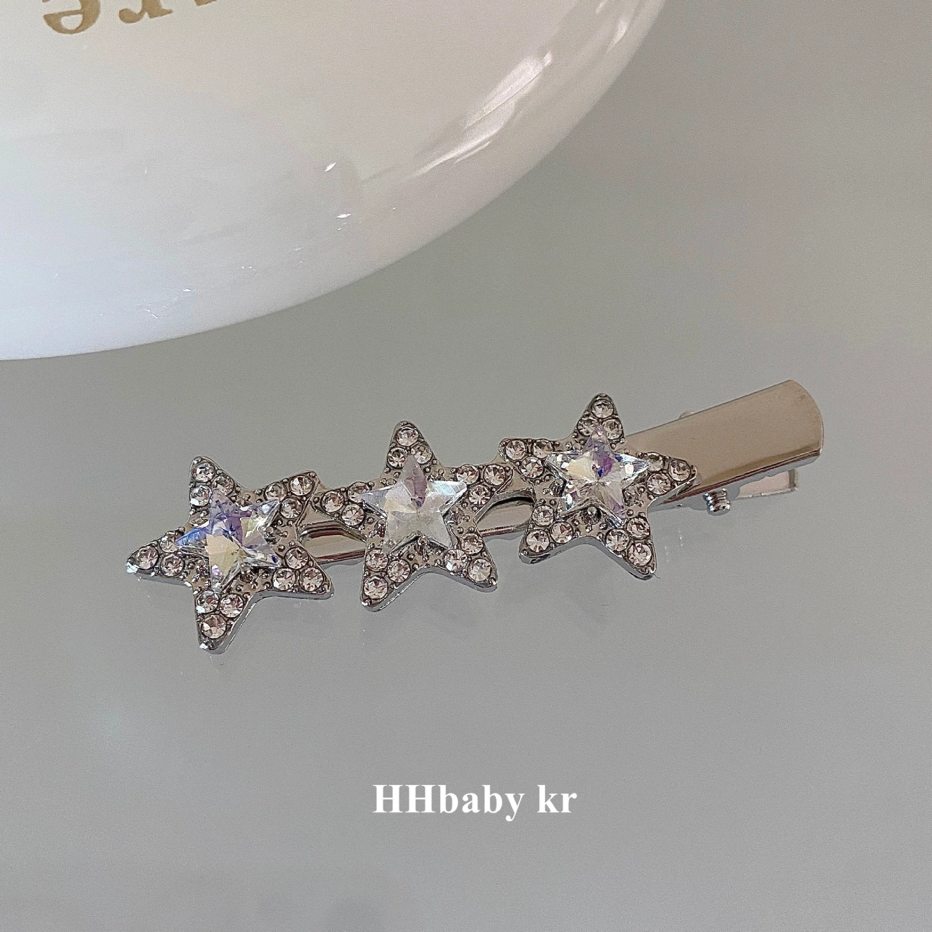 【HHBABY KR】Сладкие крутые допаминовые аксессуары y2k супер блестящая серебряная металлая звезда заколка для волос