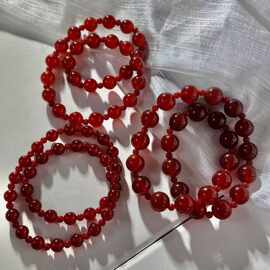 7A高品质冰透起光天然红玉髓玛瑙多圈手链手串 保真支持复检