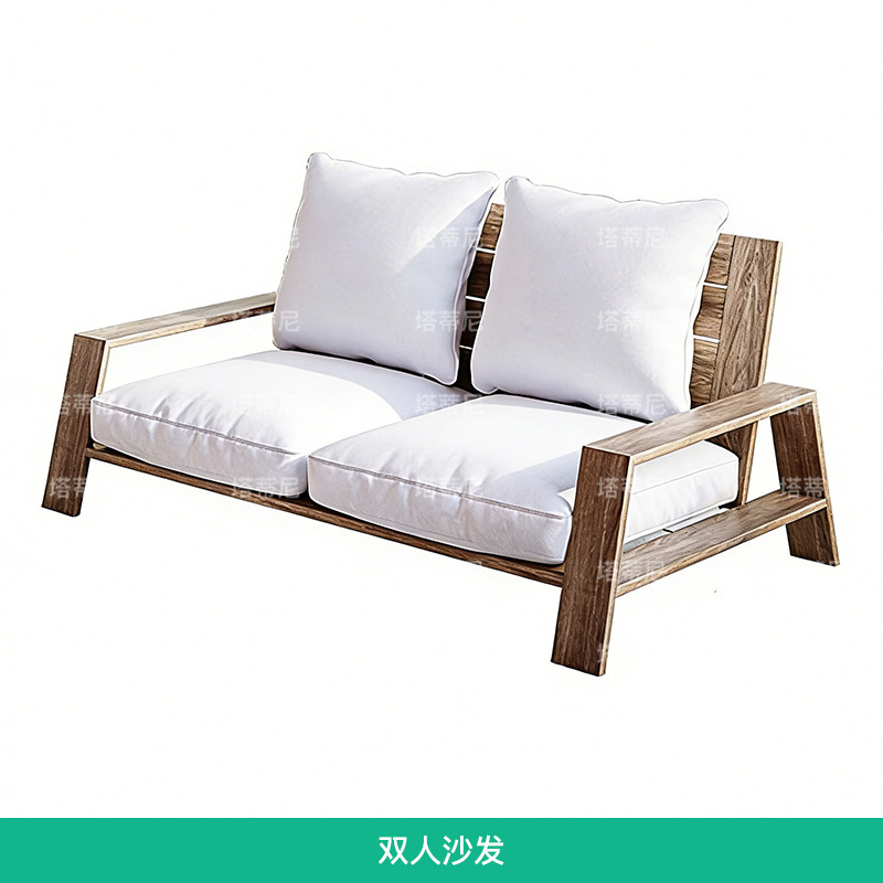 Sofá de teca de alta gama al aire libre combinación de mesa de té patio al aire libre hotel de ocio muebles impermeables y protectores solares