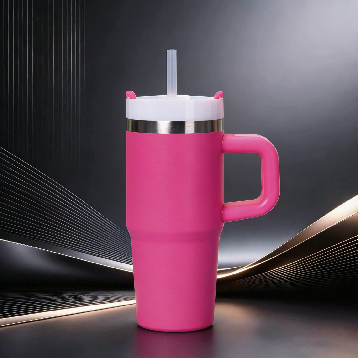Amazon 14oz304 taza de acero inoxidable taza de aislamiento frío taza de hielo de oficina portable taza de paja