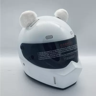 Cat Ears Motorcycle Electric Vehicle | Motosiklet dəbilqələri - white-oval-bear-ears