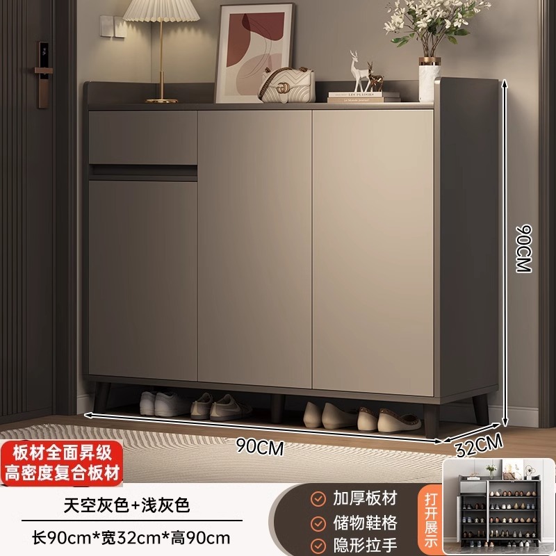 【더 나은 품질★고밀도 복합보드] 문 3개, 서랍 1개, 스카이그레이 + 라이트그레이 90*32*90cm