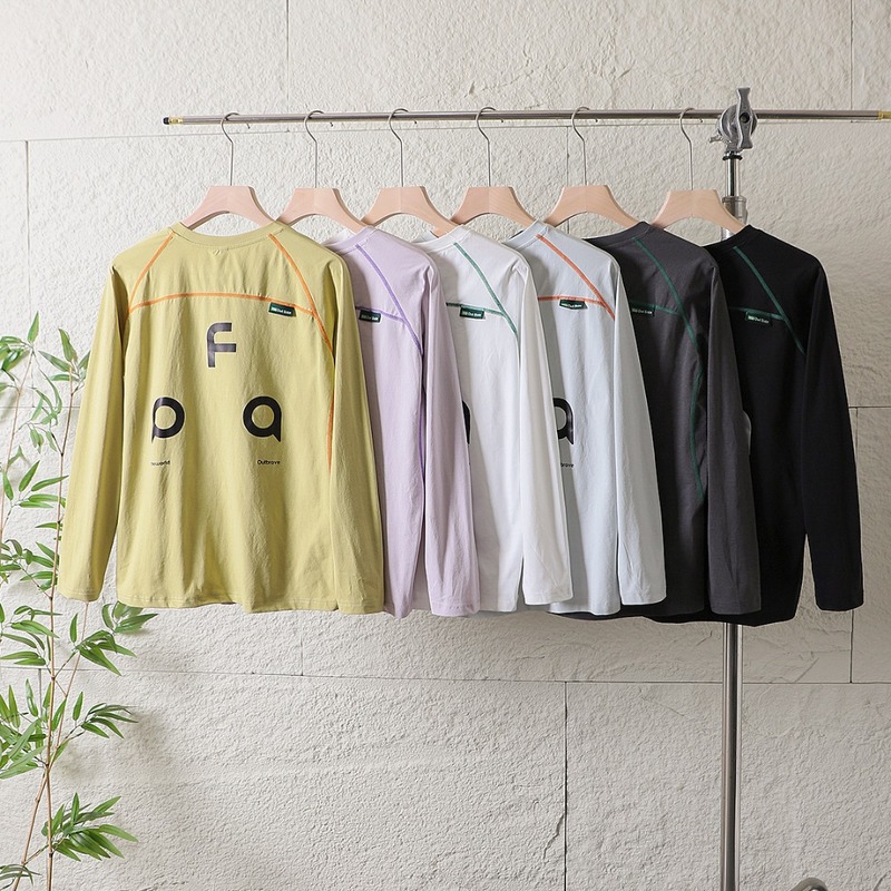3D Printed Lettering on the Back, Loose Fit, Unisex Outdoor Long-Sleeved Quick-Drying T-Shirt 8790