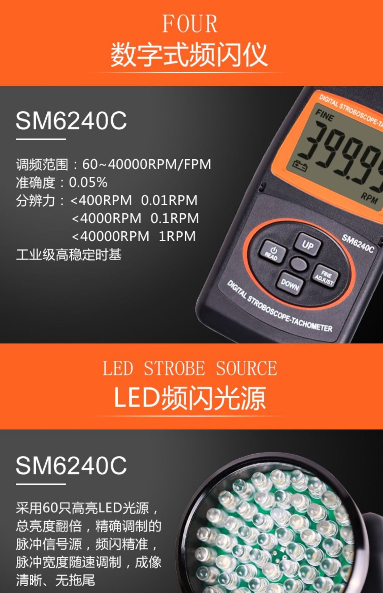 Xinbao Sm2235Plus Tachometer Digital Display Photoelectric Dual-Purpose Contact Motor Line Speed Meter High-Precision Speed Measurement