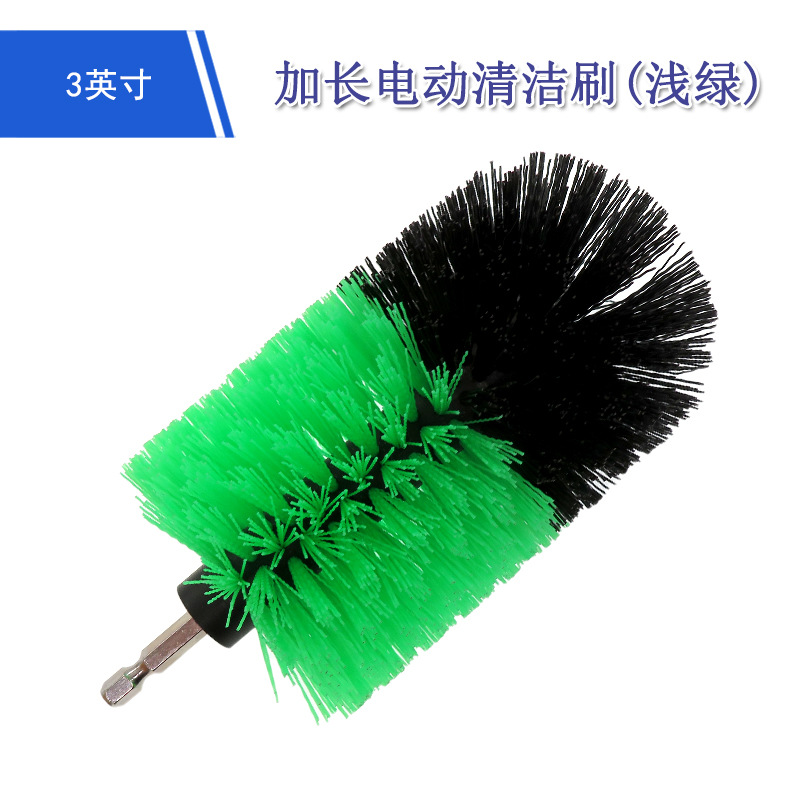 跨境货源电动清洁刷 3寸加长电动刷头 浅绿色汽车美容清洁pp电钻