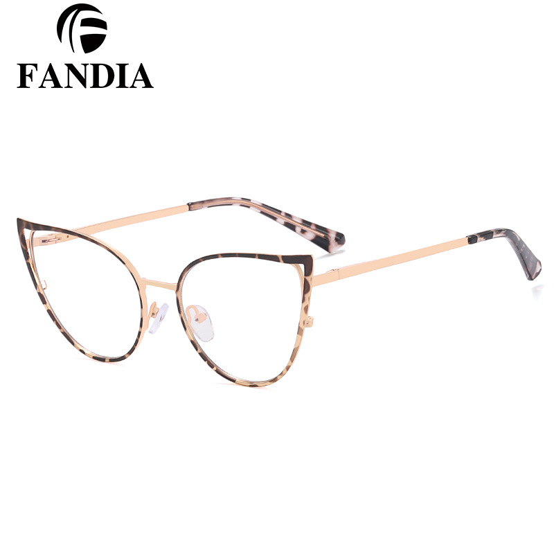 81166 tendencia de la moda gafas marco metal casual gafas marco miopía gafas ojo de gato de las mujeres gafas de luz anti-azul