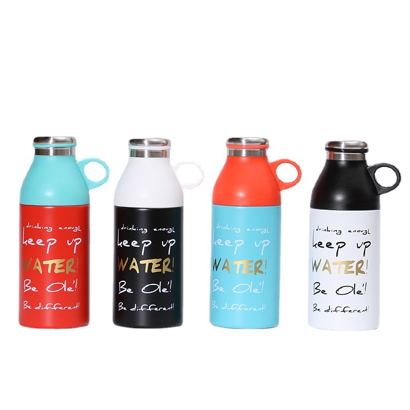 Taza de vacío de acero inoxidable 304 creativa una cubierta de doble uso portátil taza de agua de pareja de estudiantes masculinos y femeninos