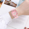 Square calendar suitable for men and women, silica gel case for leisure, watch strap, quartz watches