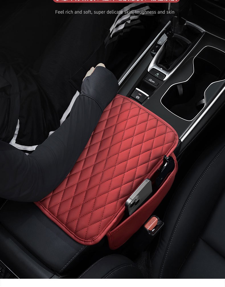 Cross-Border Special Car Armrest Box Pad, Multi-Functional Storage Type, Nappa Leather Car Armrest Heightening Pad, Armrest Box Cover