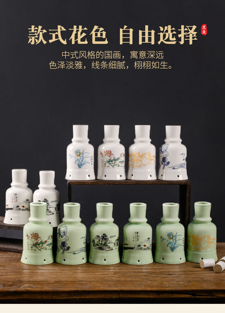 Ceramic Moxibustion Jar Celadon Lotus Design Portable Warming Cup for Home Body Care 12.5cm quality and texture