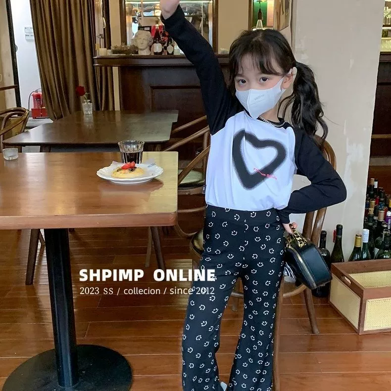 Children's thin black flared trousers for leisure, children's clothing, new collection, western style