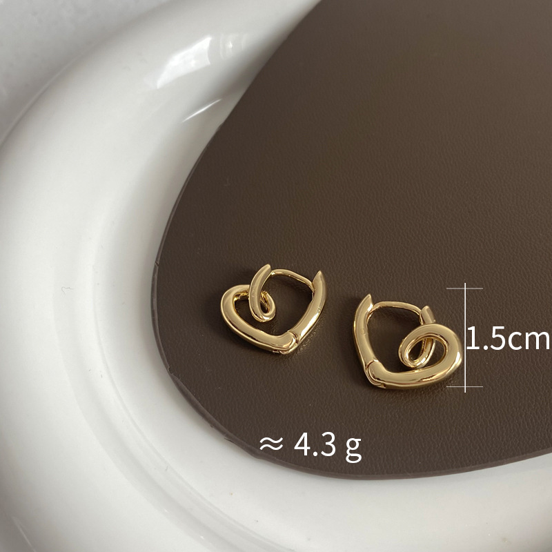 7g Weight Hoop Earrings Classification 1 Pair Simple Style Heart Shape Plating Copper Hoop Earrings