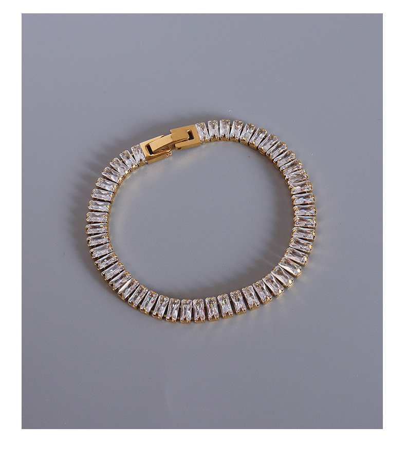 Bracelet En Cuivre Zircon Diamant Géométrique À La Mode display picture 5